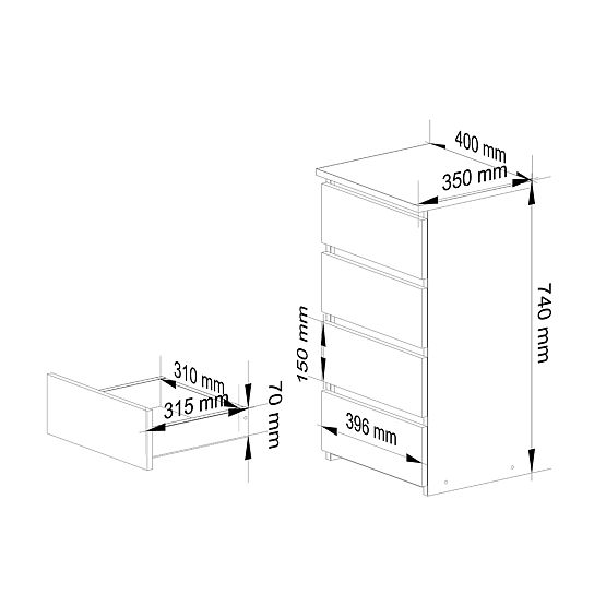 COMODĂ CL4 PK STEJAR SONOMA / ALB