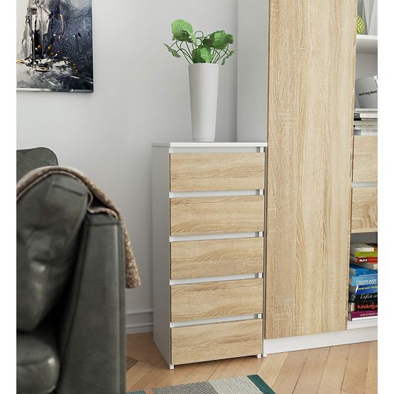 COMODĂ CL5 PK ALBĂ / STEJAR SONOMA