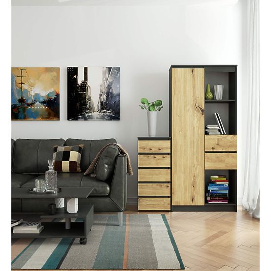 COMODĂ CL5 PK GRAFIT GRI/STEJAR ARTISAN