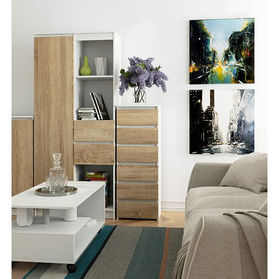 COMODĂ CL6 PK ALBĂ / STEJAR SONOMA