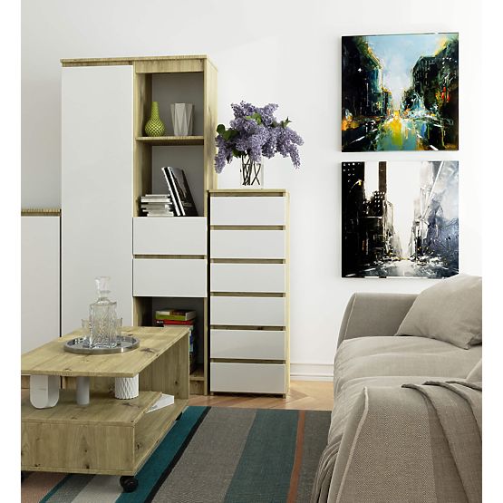 COMODĂ CL6 PK STEJAR ARTISAN / ALB