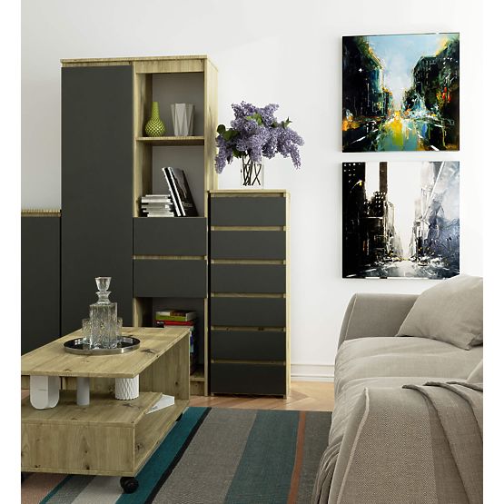 COMODĂ CL6 PK STEJAR ARTISAN / GRI