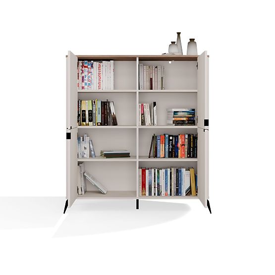 Comodă CORDOBA 4D Bej Cașmir Stejar Castello Dulap 4 Uși 8 Rafturi Cameră de Zi