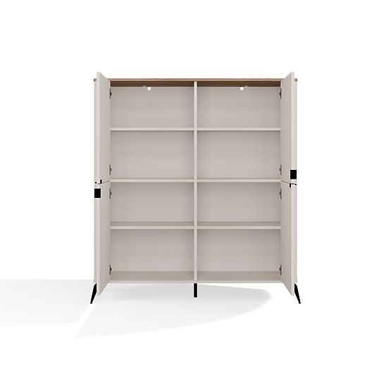 Comodă CORDOBA 4D Bej Cașmir Stejar Castello Dulap 4 Uși 8 Rafturi Cameră de Zi