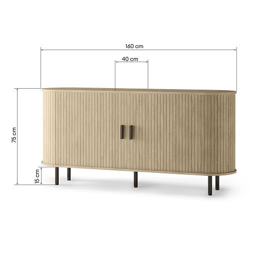 Comodă Gliss, rotunjită, lamele, stejar deschis