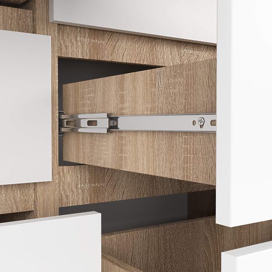 COMODĂ K 120 cm 8 SERTARE PK SONOMA / ALB