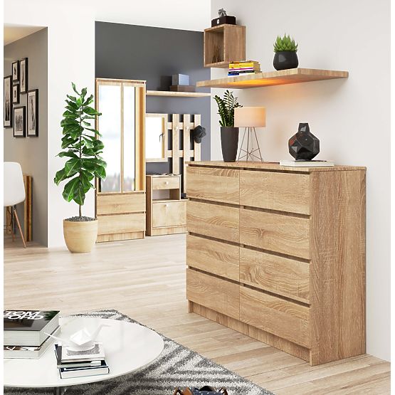 COMODĂ K 120 cm 8 SERTARE PK STEJAR SONOMA