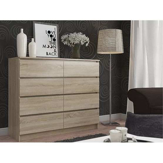 COMODĂ K 120 cm 8 SERTARE PK STEJAR SONOMA