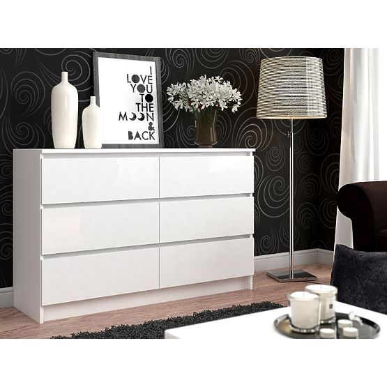 COMODĂ K 140 cm 6 SERTARE PK ALBĂ