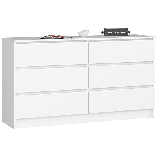 COMODĂ K 140 cm 6 SERTARE PK ALBĂ