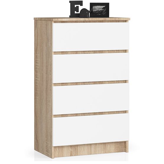 COMODĂ K 60 cm 4 SERTARE PK SONOMA / ALB