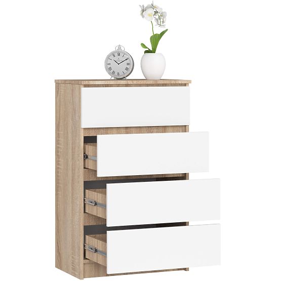 COMODĂ K 60 cm 4 SERTARE PK SONOMA / ALB