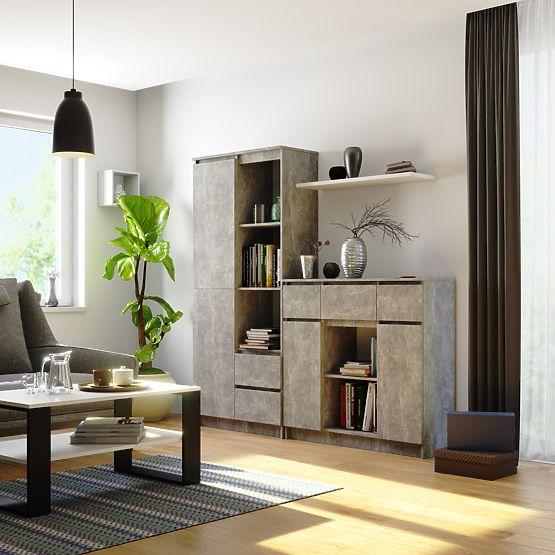 COMODĂ K100 2D 3SZ 1P PK BETON