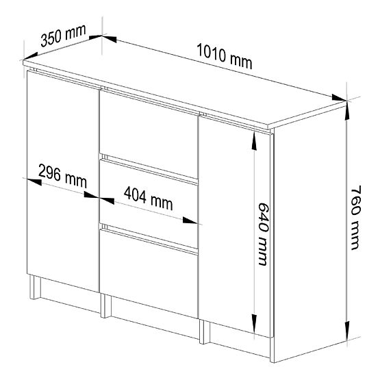 COMODĂ K100 2D 3SZ PK ALBĂ