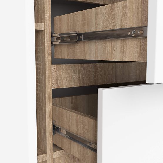 COMODĂ K100 2D 3SZ PK STEJAR SONOMA / ALB