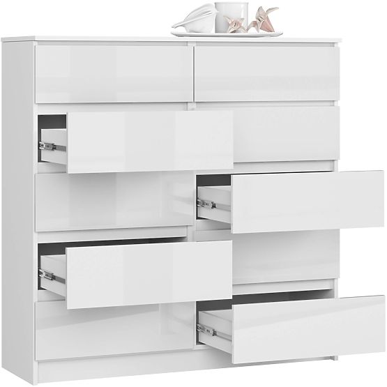 COMODĂ K120 10SZ CLP PK ALB LUCIOASĂ