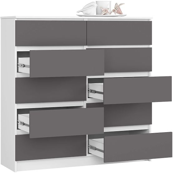 COMODĂ K120 10SZ CLP PK ALBĂ / GRI