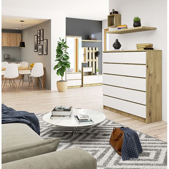 COMODĂ K120 10SZ CLP PK STEJAR ARTISAN / ALB