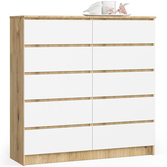 COMODĂ K120 10SZ CLP PK STEJAR ARTISAN / ALB