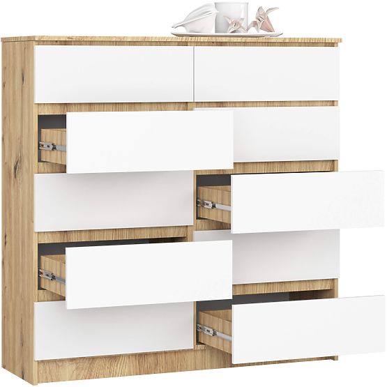 COMODĂ K120 10SZ CLP PK STEJAR ARTISAN / ALB