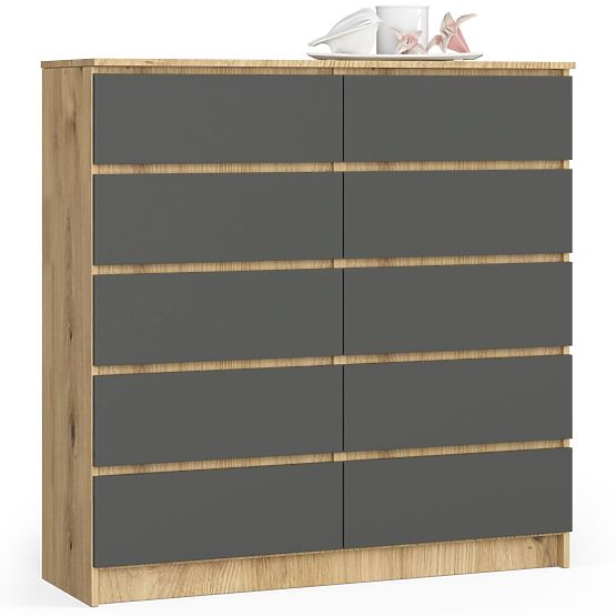 COMODĂ K120 10SZ CLP PK STEJAR ARTISAN / GRI
