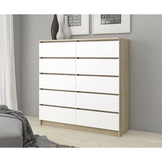 COMODĂ K120 10SZ CLP PK STEJAR SONOMA / ALB