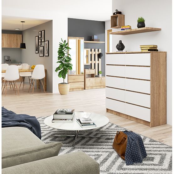 COMODĂ K120 10SZ CLP PK STEJAR SONOMA / ALB