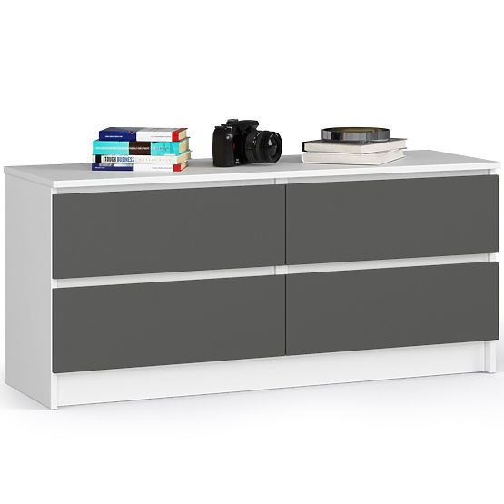COMODĂ K120 4SZ CLP PK ALB / GRI