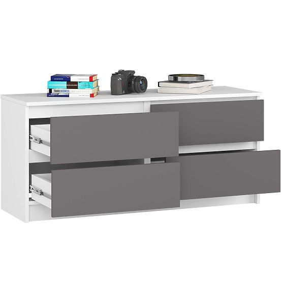 COMODĂ K120 4SZ CLP PK ALB / GRI