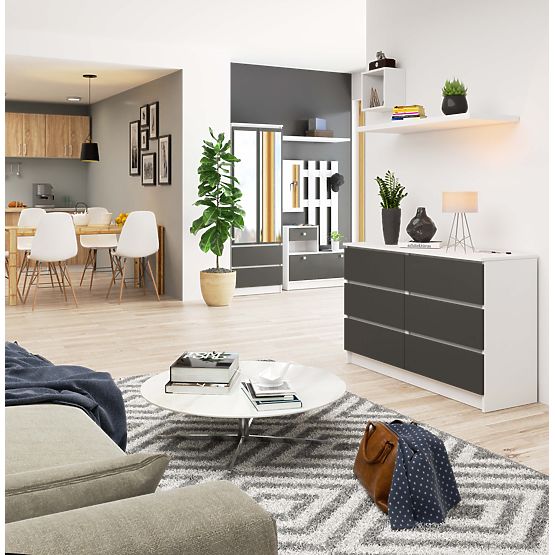 COMODĂ K120 6SZ CLP PK ALBĂ / GRI