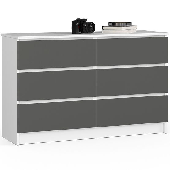 COMODĂ K120 6SZ CLP PK ALBĂ / GRI