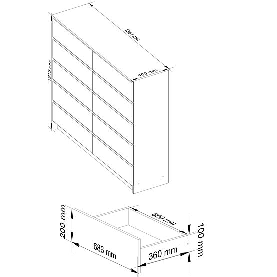 COMODĂ K140 10SZ CLP PK STEJAR SONOMA