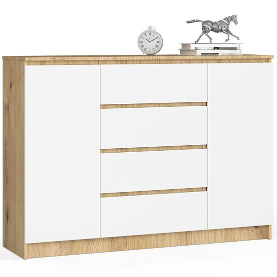 COMODĂ K140 2U 4S CLP PK STEJAR ARTISAN / ALB