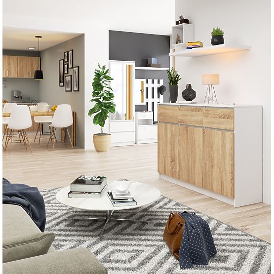 COMODĂ K140 3D 3SZ CLP PK ALBĂ / SONOMA