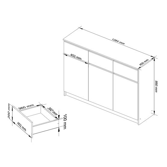 COMODĂ K140 3D 3SZ CLP PK STEJAR SONOMA