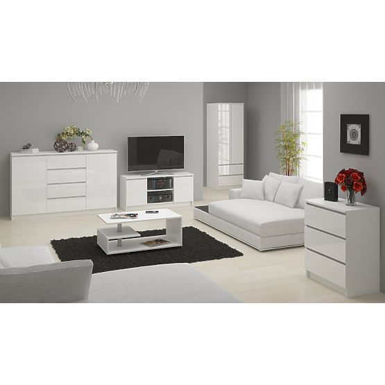 COMODĂ K140 6SZ CLP PK ALB LUCIOASĂ