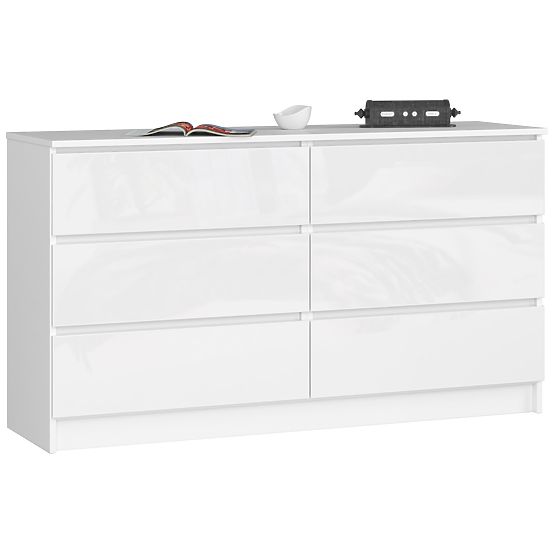 COMODĂ K140 6SZ CLP PK ALB LUCIOASĂ