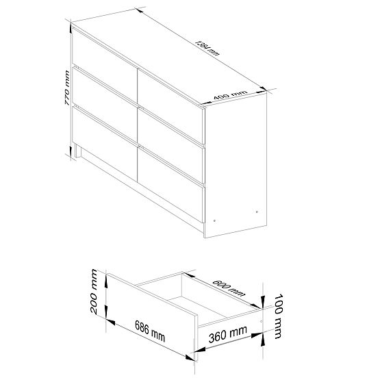 COMODĂ K140 6SZ CLP PK STEJAR CRAFT
