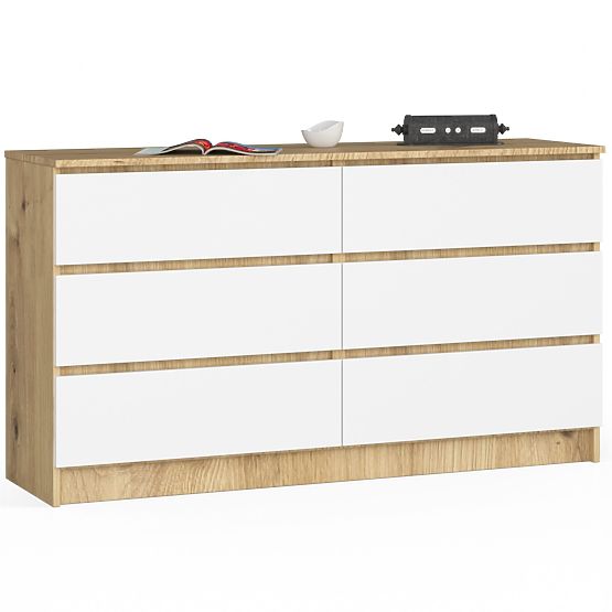 COMODĂ K140 6SZ CLP STEJAR ARTISAN / ALB