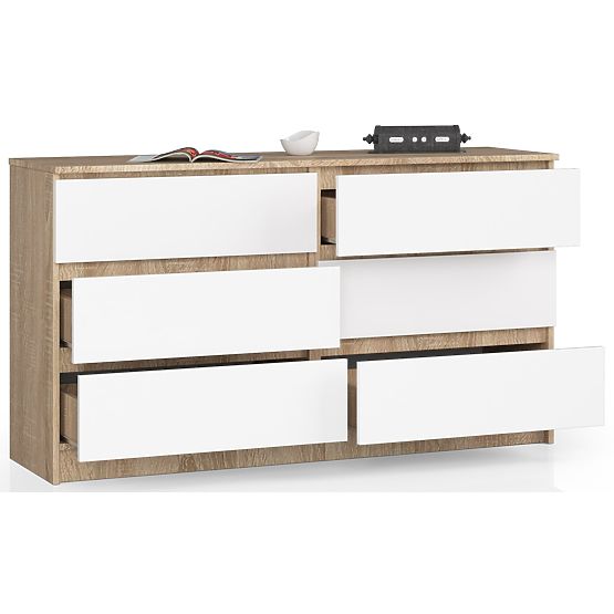 COMODĂ K140 6SZ CLP STEJAR SONOMA / ALB