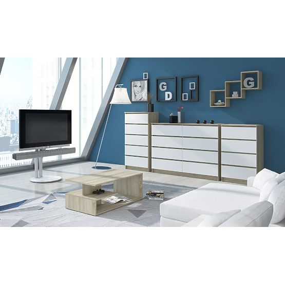 COMODĂ K140 6SZ CLP STEJAR SONOMA / ALB