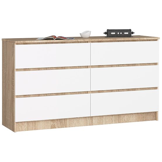 COMODĂ K140 6SZ CLP STEJAR SONOMA / ALB