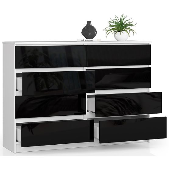 COMODĂ K140 8SZ CLP PK NEGRU LUCIOASĂ