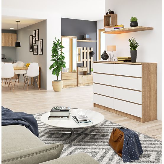 COMODĂ K140 8SZ CLP PK SONOMA / ALB