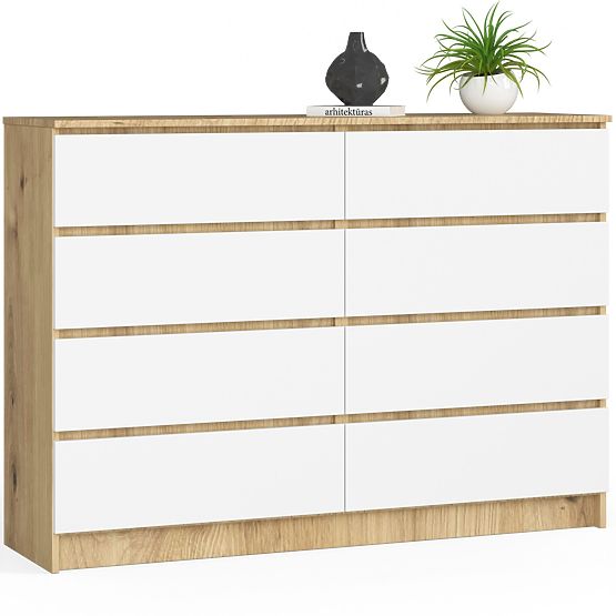 COMODĂ K140 8SZ CLP STEJAR ARTISAN / ALB