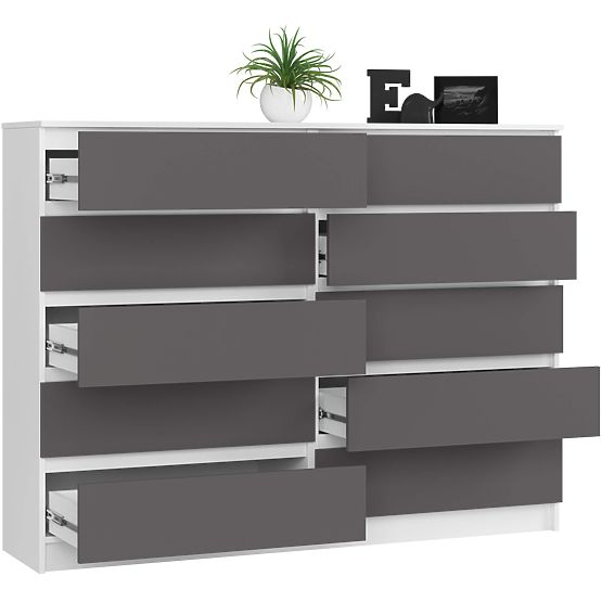 COMODĂ K160 10SZ CLP PK ALBĂ / GRI