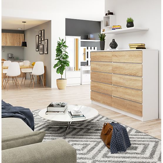 COMODĂ K160 10SZ CLP PK ALBĂ / SONOMA