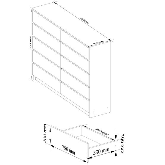 COMODĂ K160 10SZ CLP PK STEJAR SONOMA