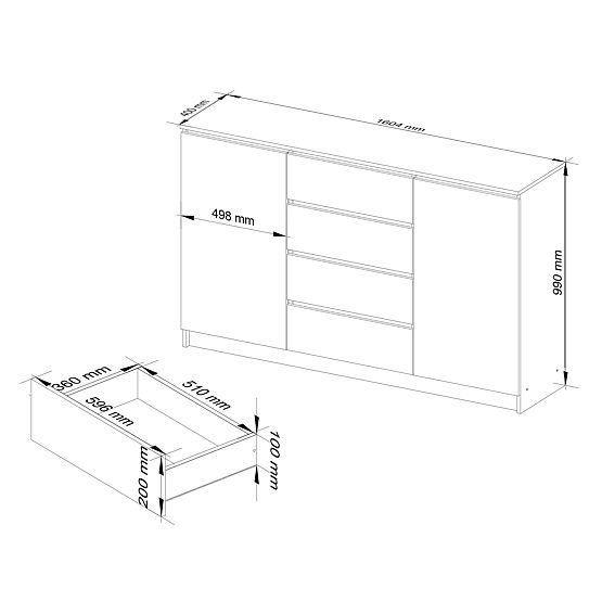 COMODĂ K160 2D 4SZ CLP PK STEJAR SONOMA / ALB