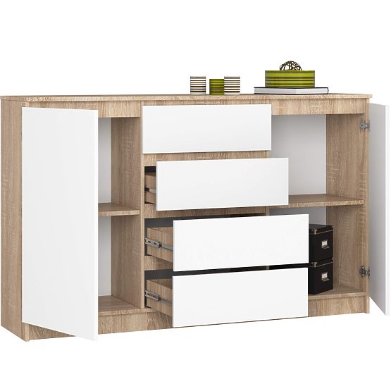 COMODĂ K160 2D 4SZ CLP PK STEJAR SONOMA / ALB